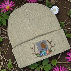 Embroidered Flowers on Antlers Unique Women's Hat
